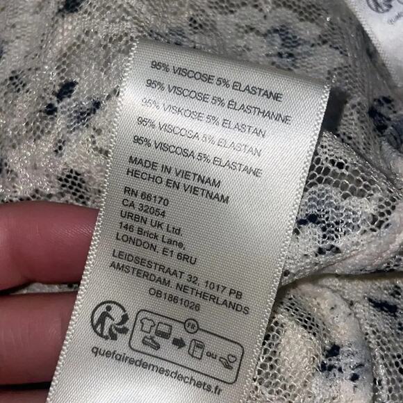 Free People Women’s Sz XS Long Sleeve Mini Dress Cream / Black - Picture 8 of 10